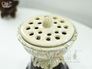 Đài sen men kem, cao 16cm