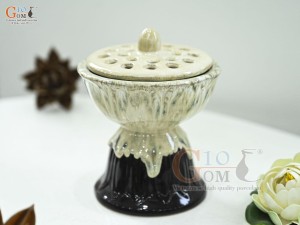 Đài sen men kem, cao 16cm