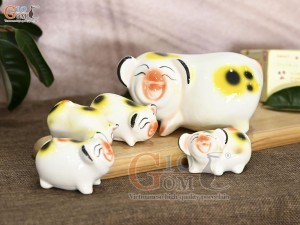 Đàn heo sứ mini men màu (5 tượng)