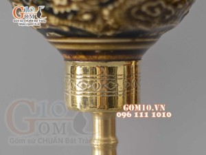 Đôi đèn dầu chân đồng khắc rồng nổi Cao 25cm ( Chưa bóng )