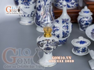 Đèn dâu họa tiết Rồng xanh kim, S1 cao 16cm ( 1 chiếc)