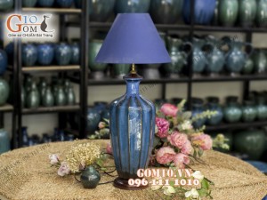 Đèn ngủ men hỏa biến dáng cao - màu xanh biển , cao 67cm