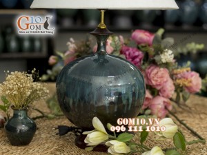 Đèn ngủ men hỏa biến dáng tròn , cao 53cm