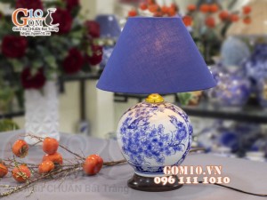 Đèn sứ Phong Thủy men màu Nhị cảnh Thuận Buồm Xuôi Gió và Chim Hoa, cao 50cm