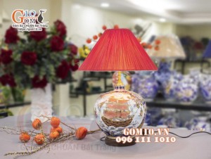 Đèn sứ Phong Thủy men màu vẽ vàng 24k, Nhị cảnh Thuận Buồm Xuôi Gió và Công Đào, cao 60cm