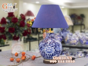 Đèn sứ Phong Thủy men màu vẽ Long Phụng Phú Quý, cao 75cm