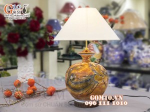 Đèn sứ Phong Thủy men màu vẽ Phượng Hoàng Tung Cánh, cao 60cm