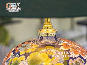 Đèn sứ Phong Thủy men màu vẽ Vạn Sự Như Ý, cao 56cm