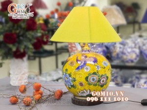 Đèn sứ Phong Thủy men màu vẽ Vạn Sự Như Ý, cao 63cm