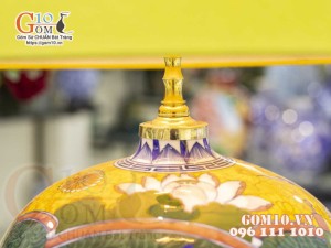 Đèn sứ Phong Thủy men màu vẽ Vạn Sự Như Ý, cao 63cm