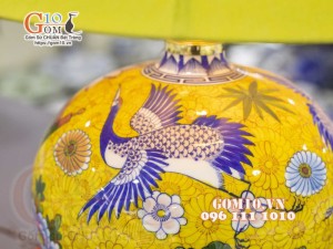 Đèn sứ Phong Thủy men màu vẽ Vạn Sự Như Ý, cao 63cm