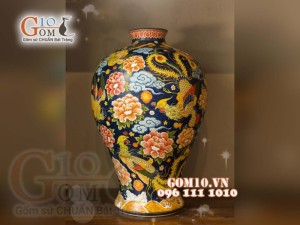 Đèn thấu quang họa tiết Bách Điểu Ngàn Hoa, cao 62cm