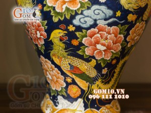 Đèn thấu quang họa tiết Bách Điểu Ngàn Hoa, cao 62cm