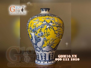 Đèn thấu quang họa tiết Chim hoa, cao 30cm