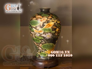 Đèn thấu quang họa tiết Cửu ngư, cao 62cm