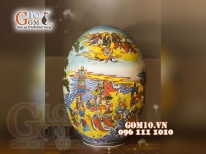 Đèn thấu quang họa tiết Hội bàn đào, cao 65cm