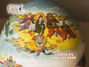 Đèn thấu quang họa tiết Hội bàn đào, cao 65cm