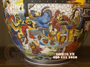 Đèn thấu quang họa tiết Hội bàn đào, cao 65cm