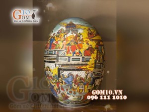 Đèn thấu quang họa tiết Hội bàn đào, cao 65cm