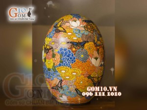 Đèn thấu quang họa tiết Ngàn hoa, cao 47cm