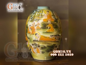 Đèn thấu quang họa tiết Phật bà quan âm, cao 62cm