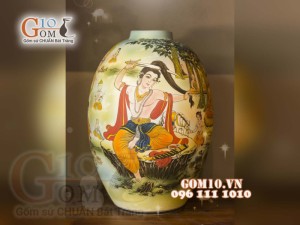 Đèn thấu quang họa tiết Phật bà quan âm, cao 62cm