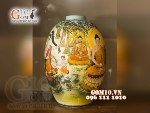 Đèn thấu quang họa tiết Phật bà quan âm, cao 62cm