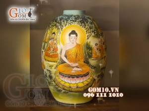 Đèn thấu quang họa tiết Phật bà quan âm, cao 62cm