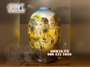 Đèn thấu quang họa tiết Phố Cổ, cao 62cm