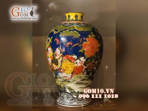 Đèn thấu quang họa tiết Phúc Như Đông Hải - Thọ Tỷ Nam Sơn, cao 62cm