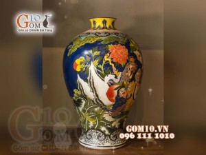 Đèn thấu quang họa tiết Phúc Như Đông Hải - Thọ Tỷ Nam Sơn, cao 62cm