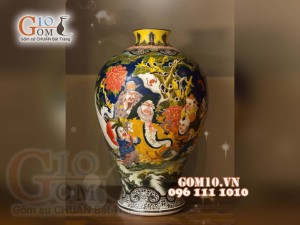 Đèn thấu quang họa tiết Phúc Như Đông Hải - Thọ Tỷ Nam Sơn, cao 62cm