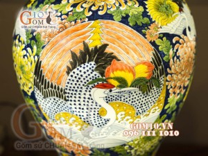 Đèn thấu quang họa tiết Thọ Tỷ Nam Sơn Bách Lão, cao 62cm