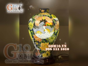 Đèn thấu quang họa tiết Thọ Tỷ Nam Sơn Bách Lão, cao 62cm