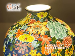 Đèn thấu quang họa tiết Thủy Cảnh, cao 62cm