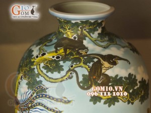 Đèn thấu quang phong cảnh, cao 62cm