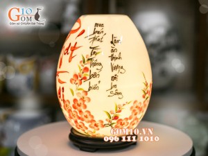 Đèn tinh dầu dáng trứng cao Phát Tài cao 23cm