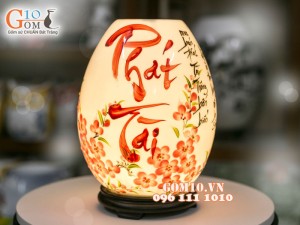 Đèn tinh dầu dáng trứng cao Phát Tài cao 23cm