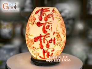 Đèn tinh dầu dáng trứng cao Phát Tài Phát Lộc cao 23cm