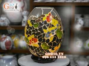 Đèn tinh dầu dáng trứng cao vẽ cá 30cm