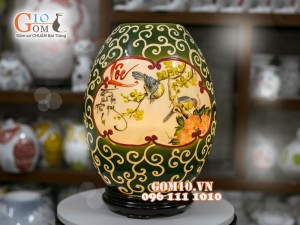 Đèn tinh dầu dáng trứng cao vẽ cá 30cm