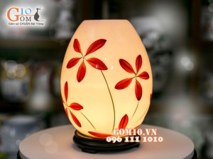 Đèn tinh dầu dáng trứng cao vẽ hoa 5 cánh cao 23cm