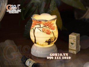 Đèn xông tinh dầu dáng quả lựu miệng loe, cao 13cm
