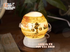 Đèn xông tinh dầu dáng quả lựu miệng tam giác, cao 13cm