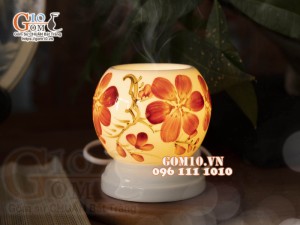 Đèn xông tinh dầu hoa đỏ, cao 11cm