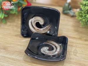 Đĩa chén men hỏa biến gấm quẹt