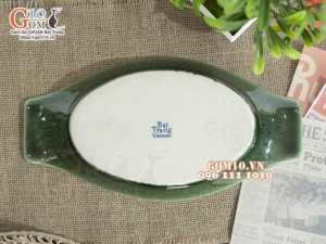 Đĩa cá xanh đồng vẽ bèo, 28x14.5cm