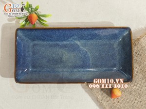 Đĩa chữ nhật cao men hỏa biến thiên hà, 27x13cm