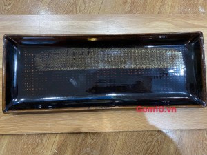 Đĩa chữ nhật men hỏa biến gấm quẹt màu mật ong, 30x12cm