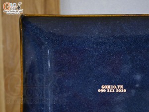 Đĩa chữ nhật men hỏa biến thiên hà, 32x20cm